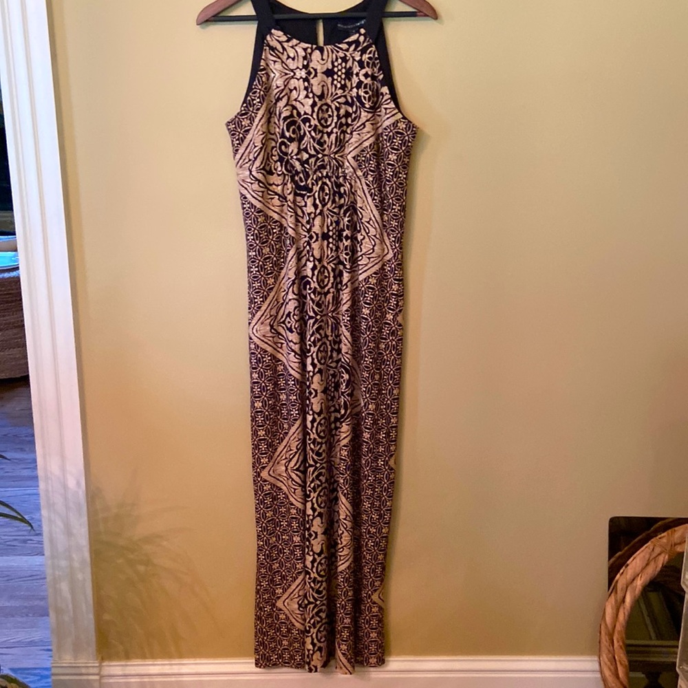BEAUTIFUL Long Dress in Wonderful Colors of Brown , Black, and Tan! GREAT Fit!